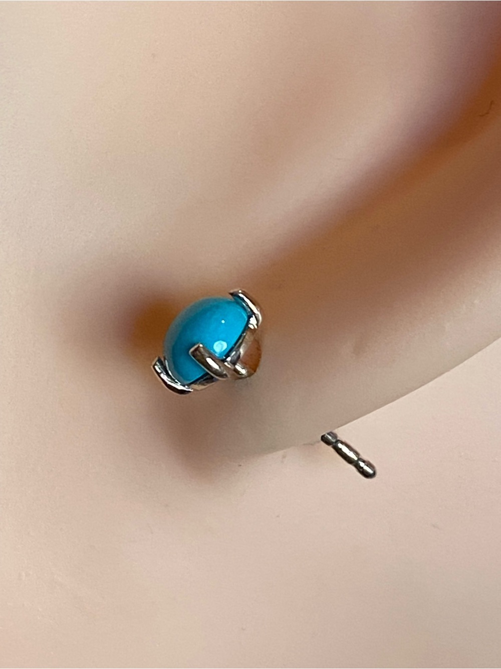 D’Joy Sleeping Beauty Turquoise 1.10 ctw Solitaire Studs Rhodium- S Silver!